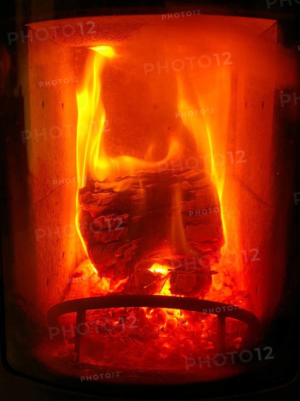 Burning fire in the stove