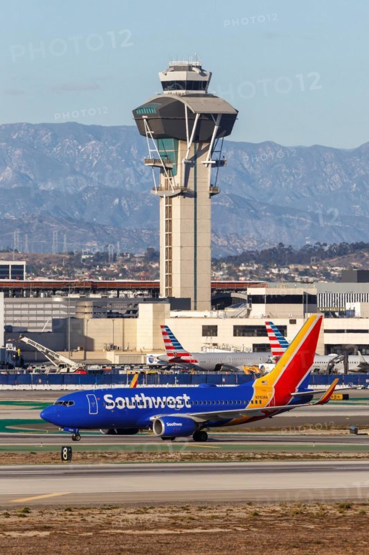 A Southwest Airlines Boeing 737-700 aircraft with registration number N7838A at Los Angeles Airport