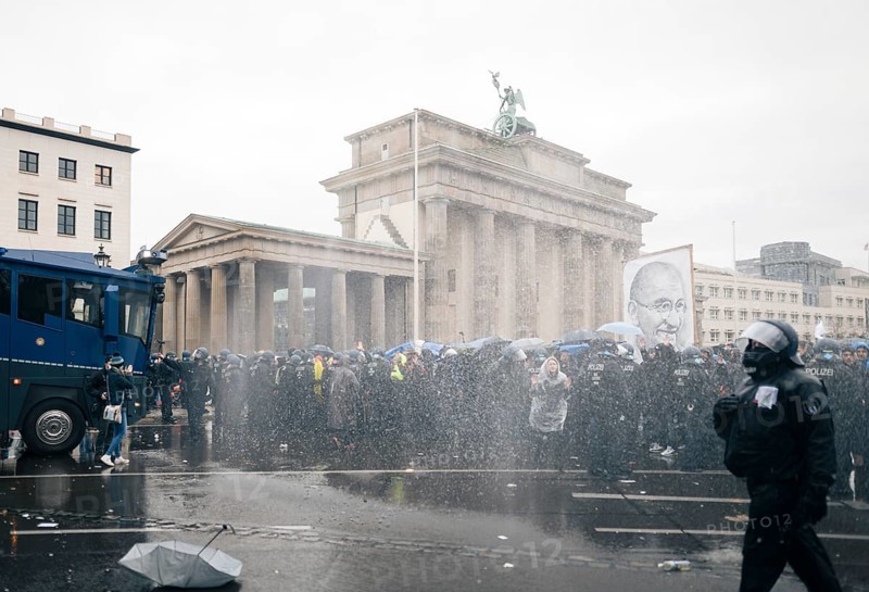 Police action against the demonstration against the reformed Infection Protection Act by Corona sceptics