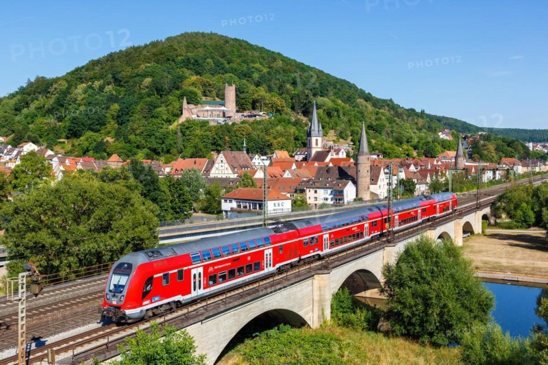 Regional train of the type Bombardier Twindexx Vario of Deutsche Bahn DB in Gemuenden am Main