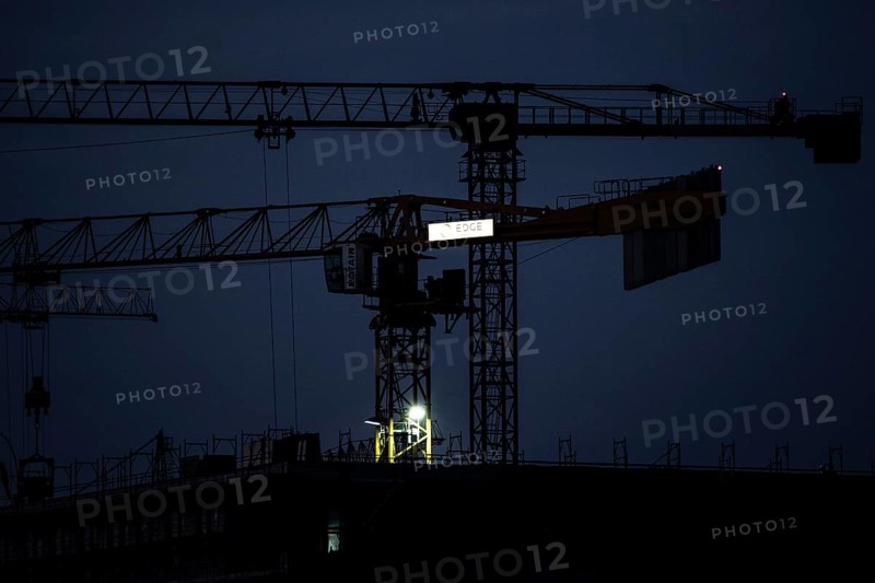 Crane on a newly built house