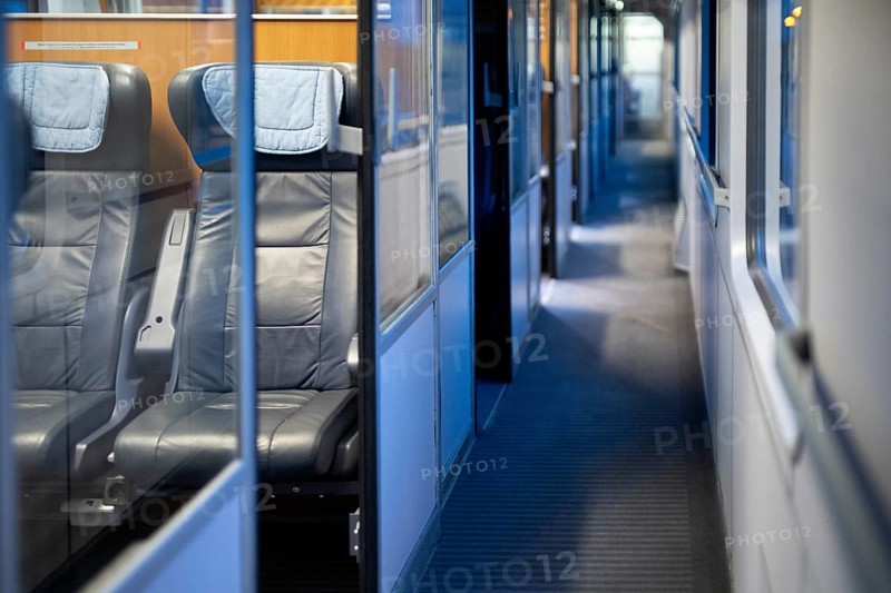 Empty first class compartment in a Deutsche Bahn ICE train