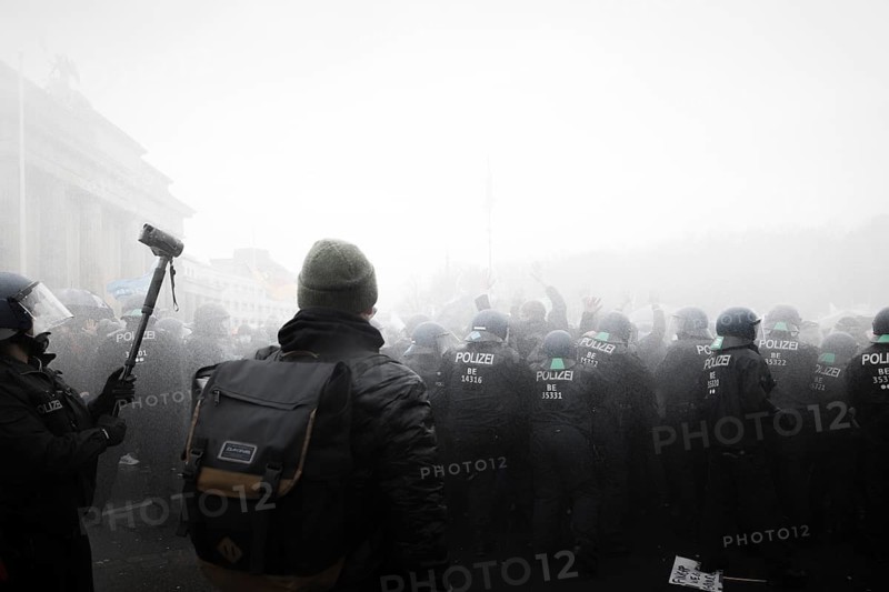 Police action against the demonstration against the reformed Infection Protection Act by Corona sceptics