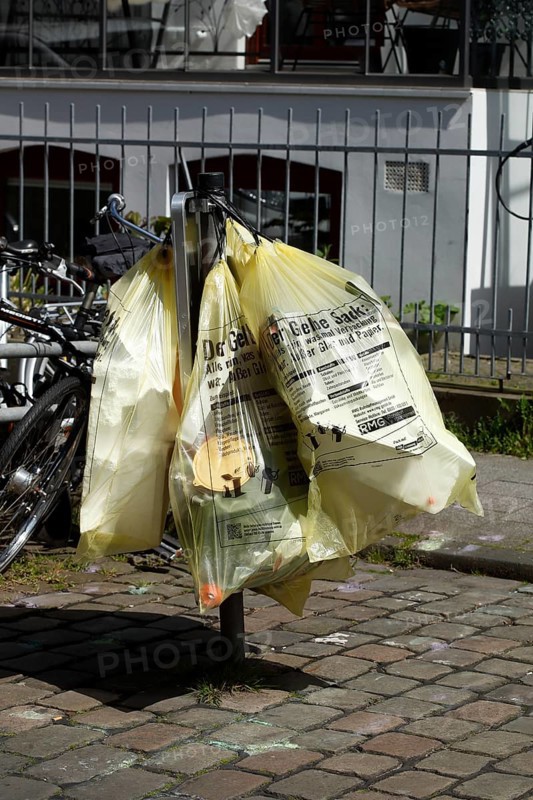Yellow bags for plastic waste