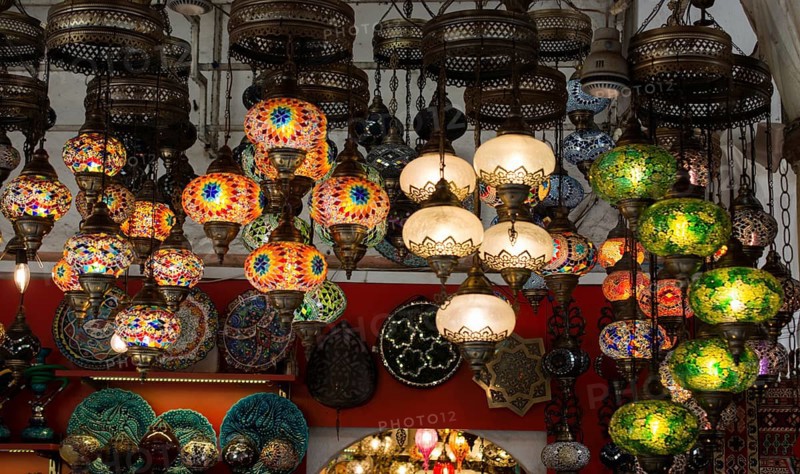 Mosaic Ottoman lamps from Grand Bazaar in Istanbul