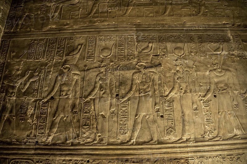 Hieroglyphic corridors of the Temple of Edfu in the city of Edfu