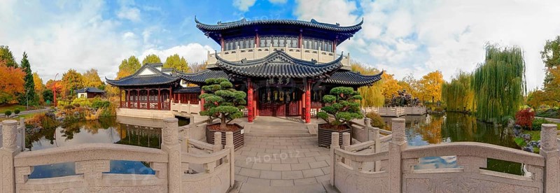 Chinese Garden with Tea House Mannheim Germany