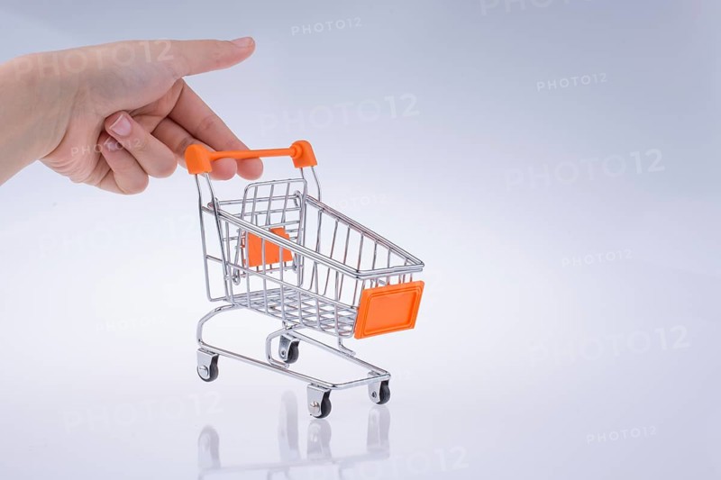 Hand holding a Cart on a white background