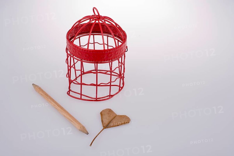 Little white bird house made of metal