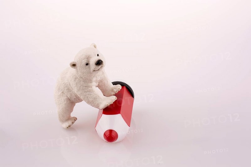Polar bear on a red pen