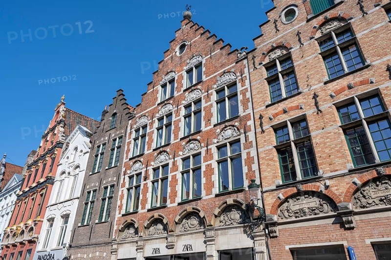 Historic townhouses with stepped gables in the old town of Bruges