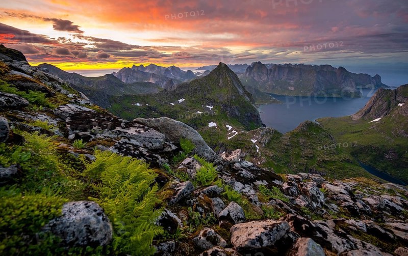 View over mountain top and sea