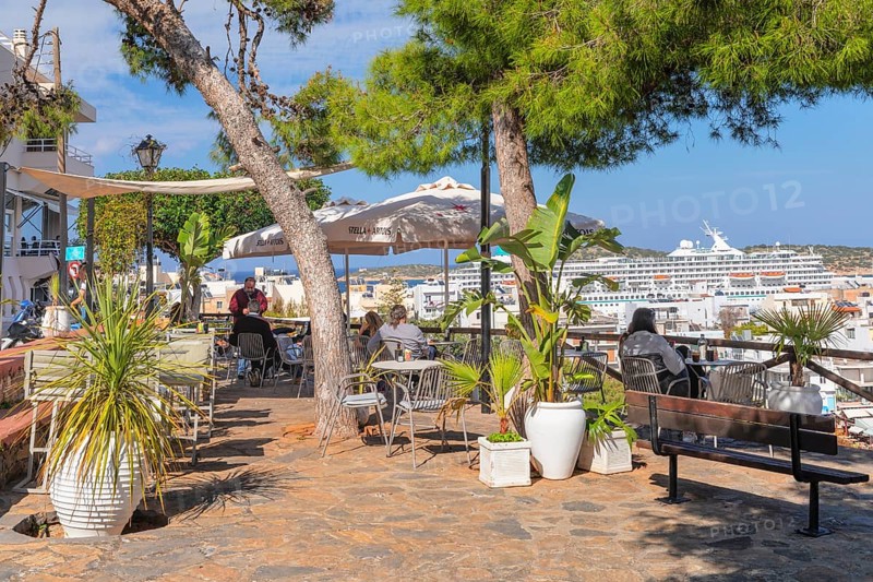 Cafe at the viewpoint of Lake Voulismeni and the town