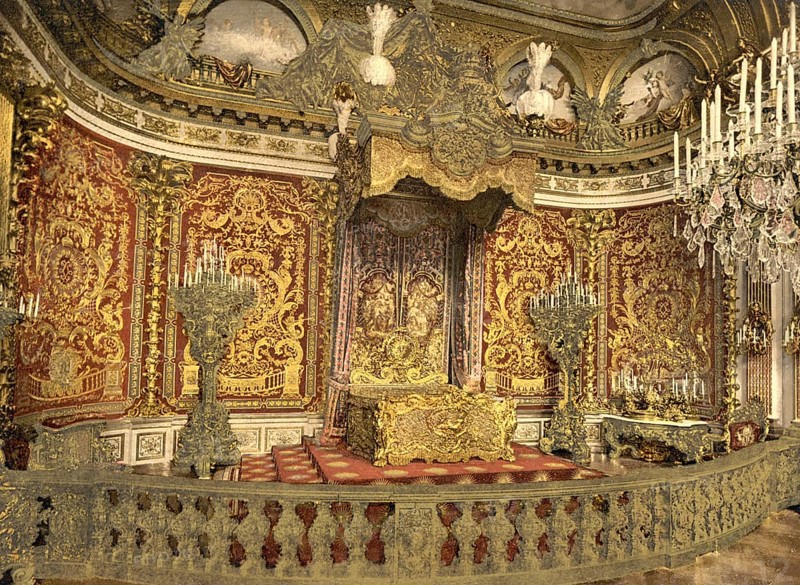The Royal Bedroom in Herrenchiemsee Palace in Bavaria