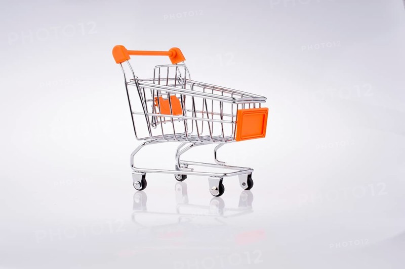 Hand holding a Cart on a white background