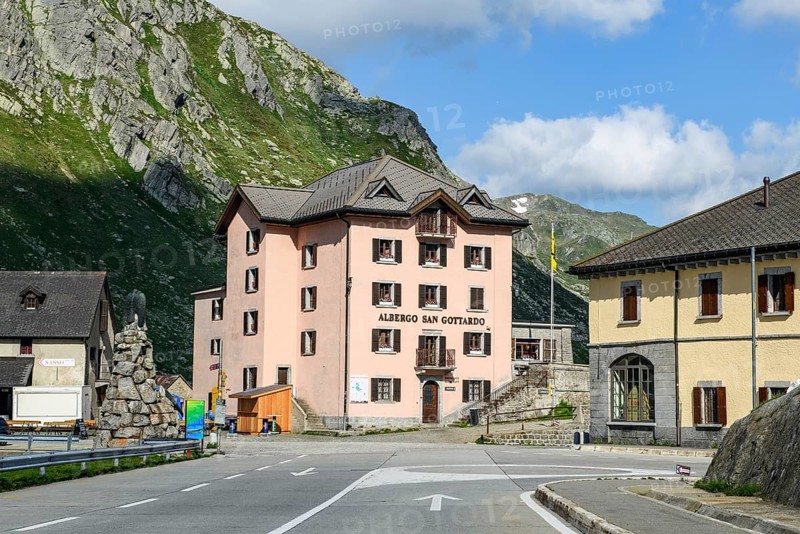 View of the Albergo San Gottardo hotel hostel at 2091 metres above sea level on the Gotthard Pass