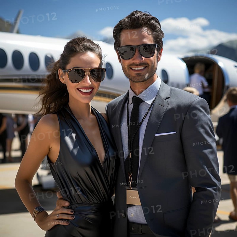 Private flying by rich people and business people in their own planes for vacation and luxury and business