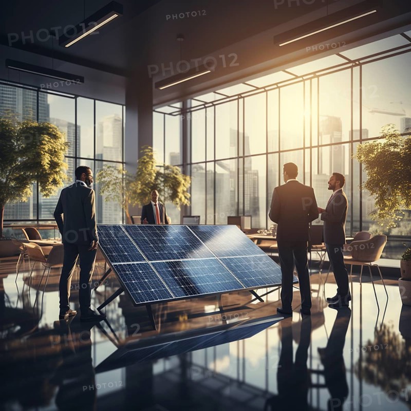 Engineer and businessman develop and discuss new solar panels