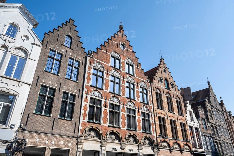 Historic townhouses with stepped gables in the old town of Bruges