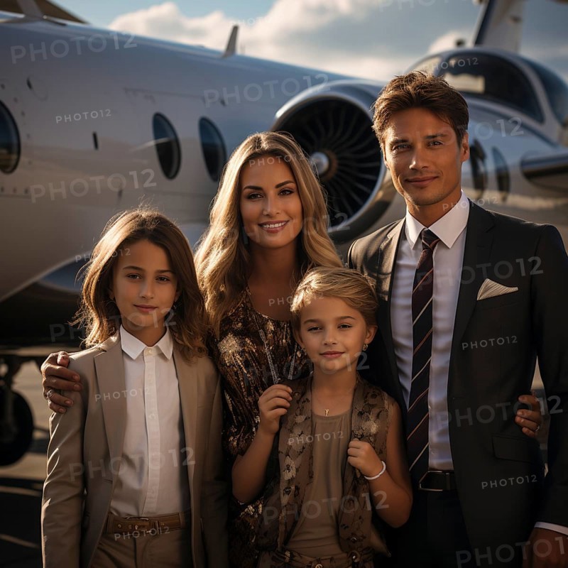 Private flying by rich people and business people in their own planes for vacation and luxury and business