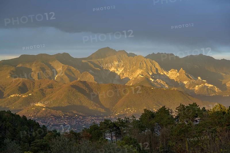 Mountains with marble quarries in the evening light
