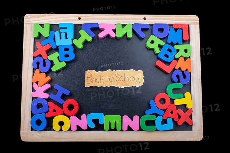 Back to school andColorful Letters of Alphabet made of wood