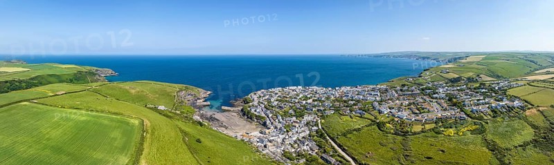 Aerial panorama of Port Isaac
