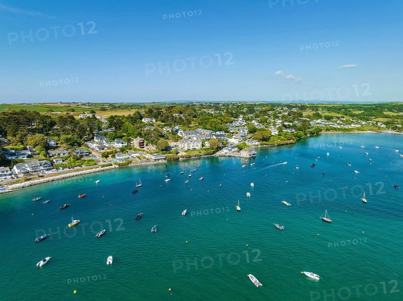 Aerial view of the harbour village of Rock on the River Camel