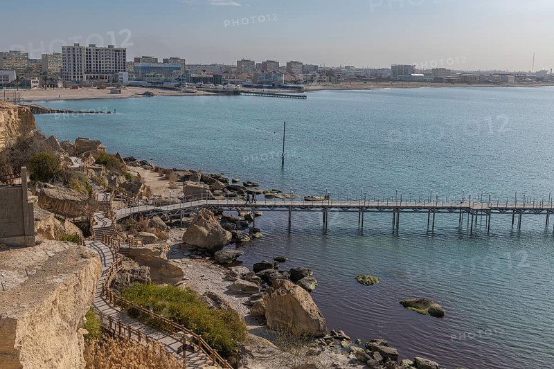 Aktau sandstone cliffs and promenade