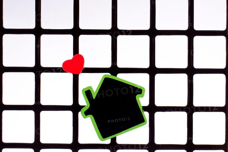 Green house on a grill with a few hearts