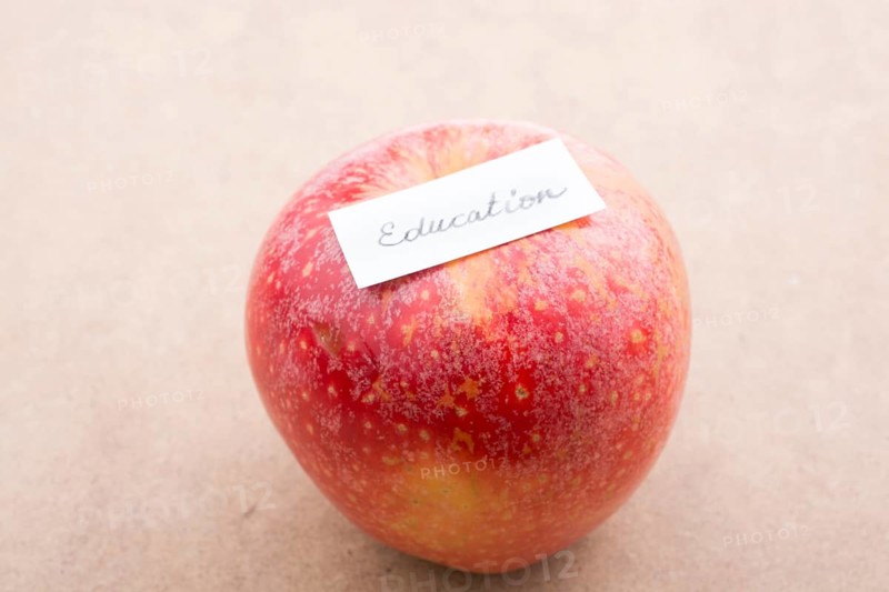 Back to school theme with a red apple