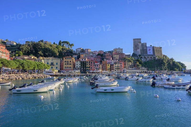 Castle and boats in the port of