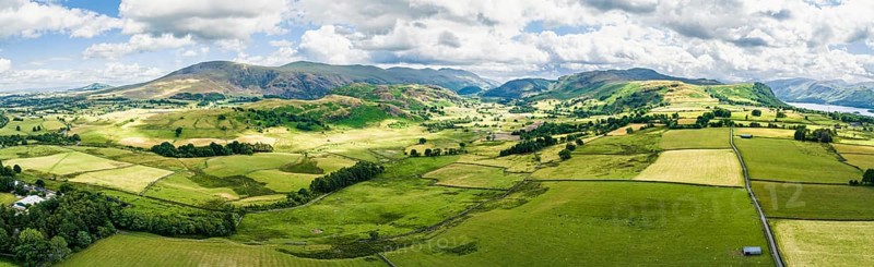 Panorama over Derwent Water from a drone