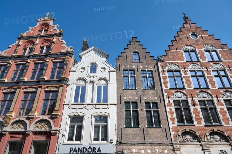 Historic townhouses with stepped gables in the old town of Bruges