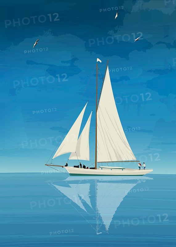Sailing yacht on the open sea