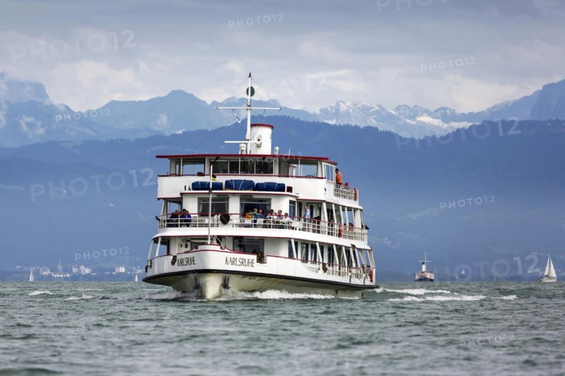 Motor vessel MS Karlsruhe of Lake Constance-Schiffsbetriebe BSB with tourists on Lake Constance