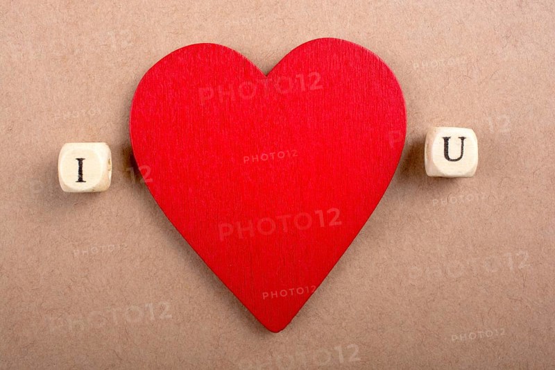 Phrase I Love You Made from Letter Cubes in in hand