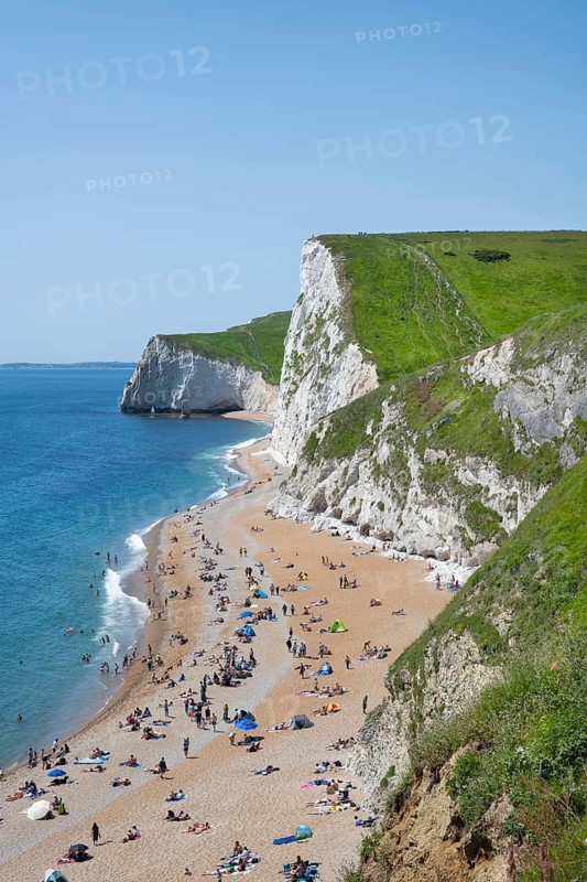 Bathing Beach on the South of England Chalk Coast at Durdledoor