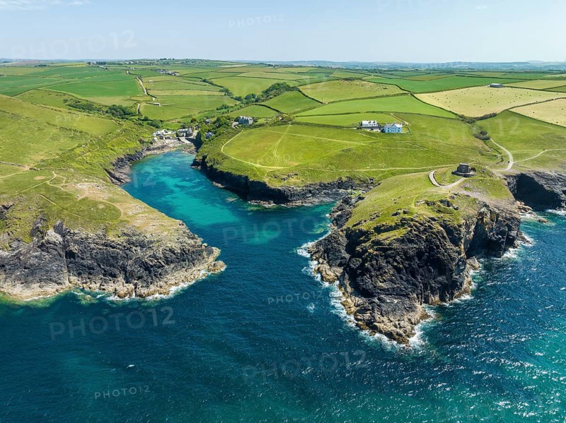 Aerial view of the hamlet of Port Quin near Port Isaac
