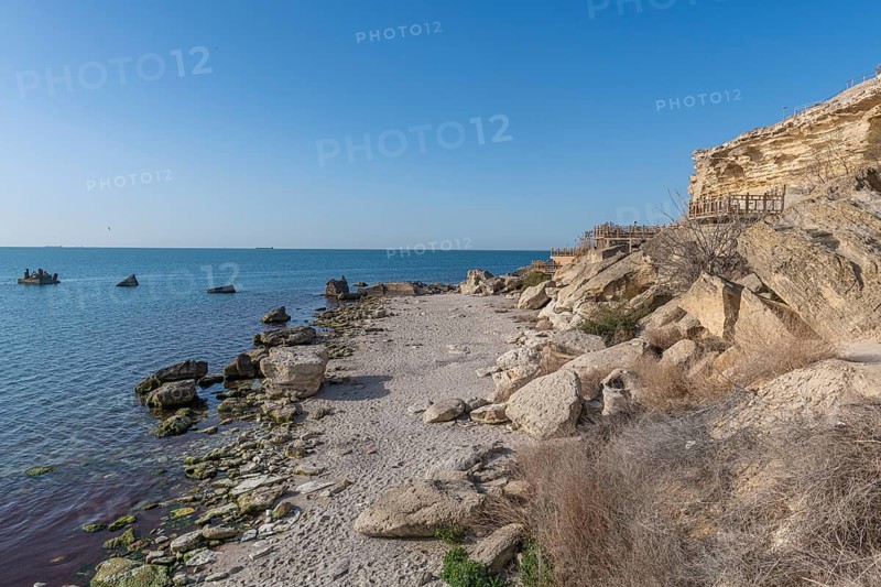 Aktau sandstone cliffs and promenade