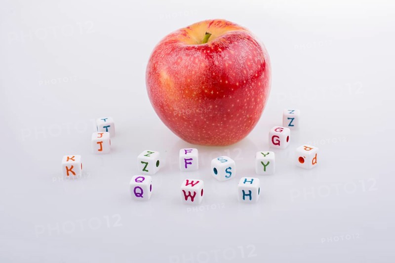 Back to school theme with a red apple