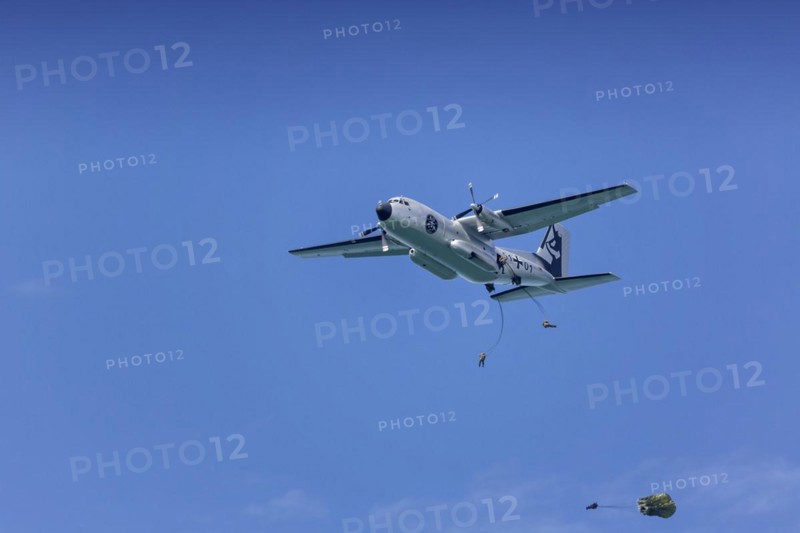 German Armed Forces parachutists during an exercise over Lake Constance