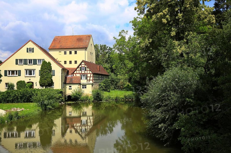 The town mill is a sight in the historic centre of the old town. Feuchtwangen