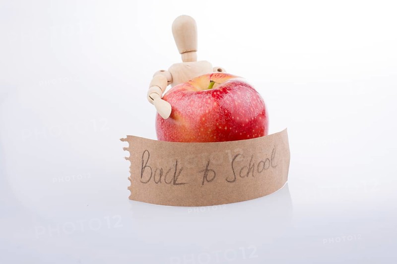 Back to school theme with a red apple