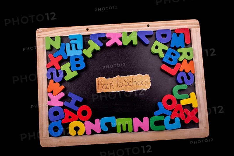 Back to school andColorful Letters of Alphabet made of wood