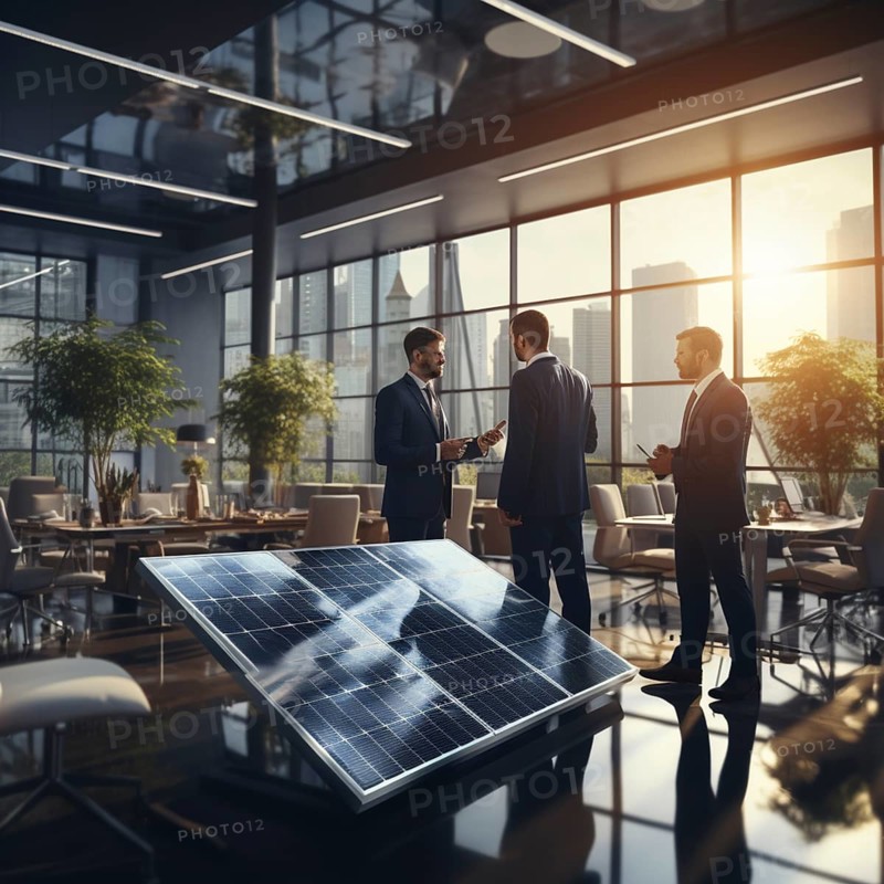 Engineer and businessman develop and discuss new solar panels