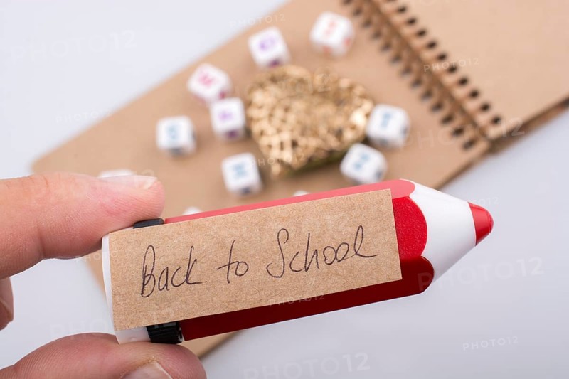 Back to school theme with a red apple