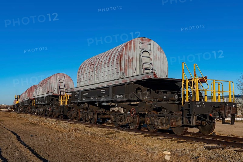 Nuclear waste containers on a train waggon