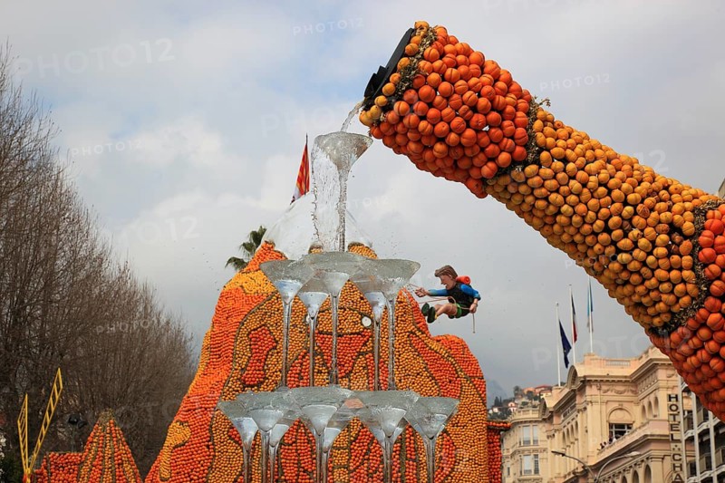Representation of the Champagne region with lemons and oranges