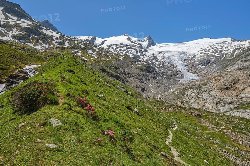 Hiking along the glacier trail in Innergschloess
